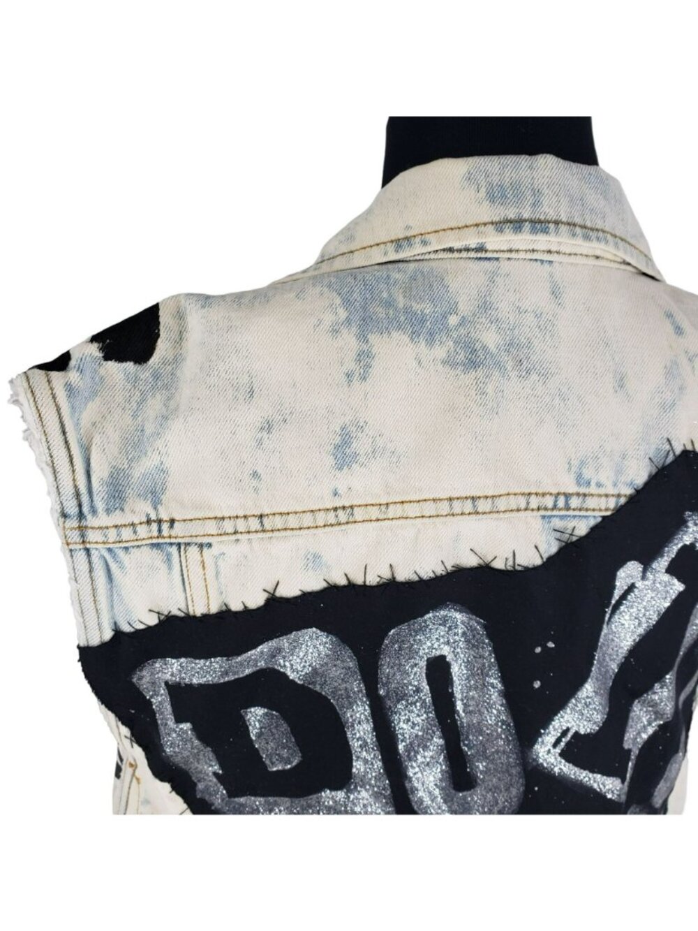 Faith Connexion $985 White Denim Vest Graffiti Print Punk Art to Wear DIY - Picture 5 of 16